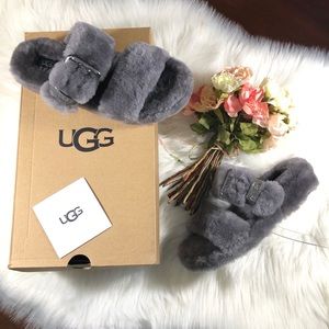 SOLD Gray Ugg Fuzz Yeah Furry Slides